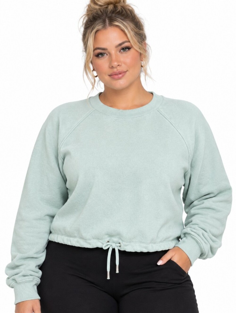 NWOT Large Everyday Drawstring Hem Sweatshirt - Sage Green